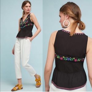 Maeve Carlotta Embroidered Sleeveless Blouse